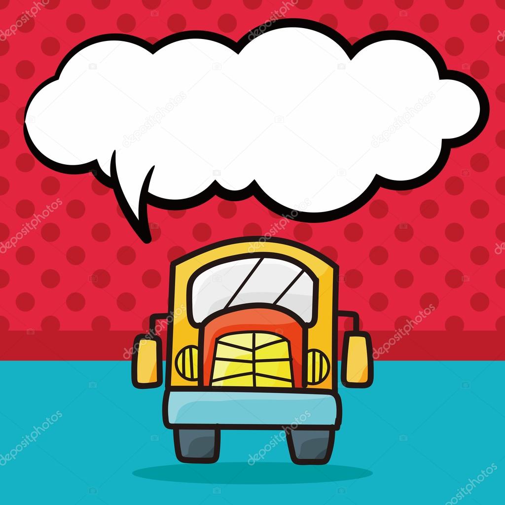 スクールバス色落書き 音声バブル ベクトル図 ストックベクター