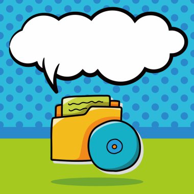 klasör dosyaları doodle, konuşma balonu vektör çizim