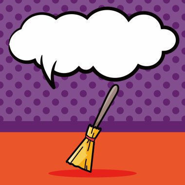 süpürge doodle, konuşma balonu vektör çizim