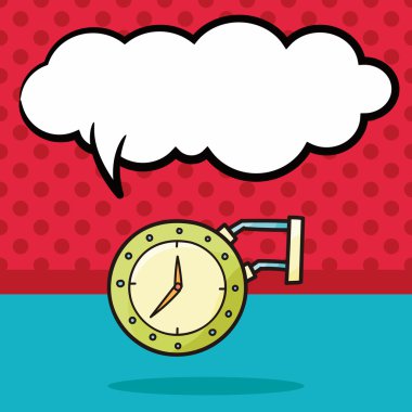 Saat doodle, konuşma balonu vektör çizim