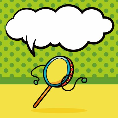 oyuncak çıngırak doodle, konuşma balonu vektör çizim