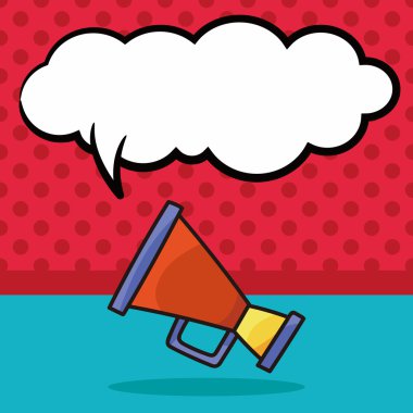 hoparlör doodle, konuşma balonu vektör çizim