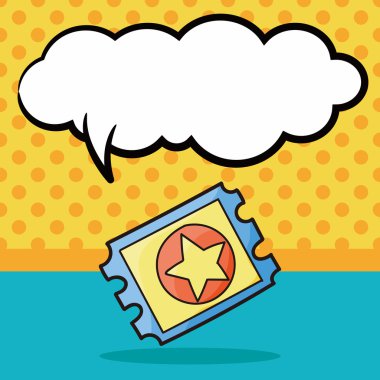 Bilet doodle, konuşma balonu vektör çizim