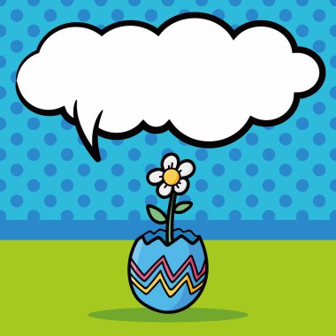 çiçek doodle, konuşma balonu vektör çizim