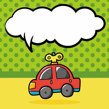 oyuncak araba doodle, konuşma balonu vektör çizim