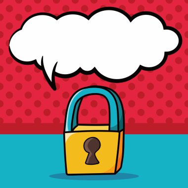 kilit doodle, konuşma balonu vektör çizim