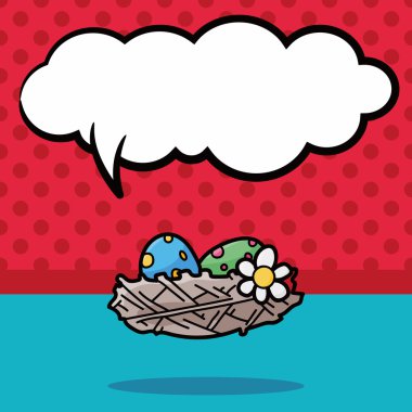Paskalya yumurtası doodle, konuşma balonu vektör çizim