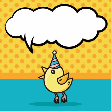 doğum günü kuş doodle, konuşma balonu vektör çizim