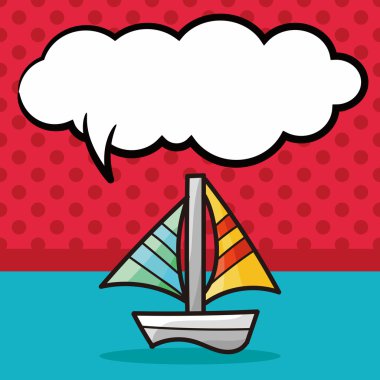 tekne renk doodle, konuşma balonu vektör çizim