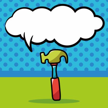 çekiç renk doodle, konuşma balonu vektör çizim
