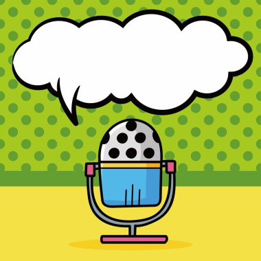 mikrofon doodle, konuşma balonu vektör çizim