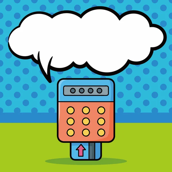 Máquina do cartão de crédito doodle, ilustração do vetor da bolha da fala — Vetor de Stock