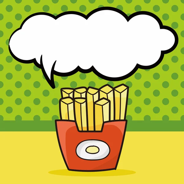 Pommes frites doodle, tal bubbla vektor illustration — Stock vektor