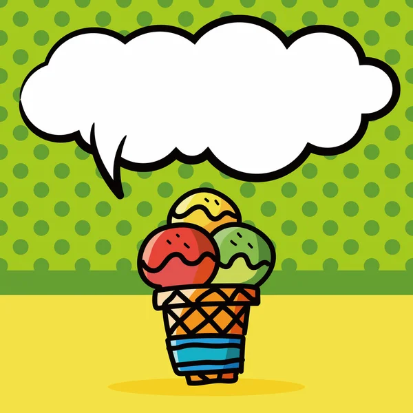 Doodle da cor do gelado, ilustração do vetor da bolha da fala — Vetor de Stock