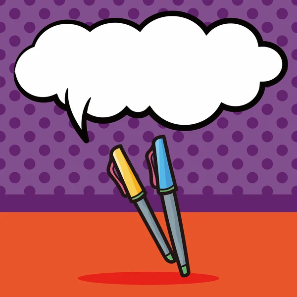 Kalem ve kurşun kalem rengi doodle, konuşma balonu vektör çizim — Stok Vektör