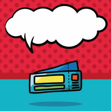 Bilet renk doodle, konuşma balonu vektör çizim