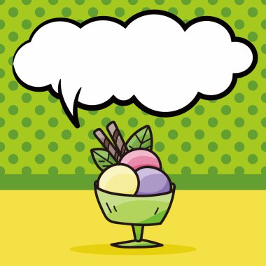 dondurma doodle, konuşma balonu vektör çizim