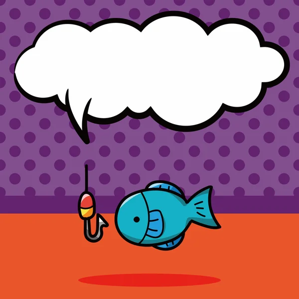 Garabato de pesca, ilustración del vector de la burbuja del habla — Vector de stock
