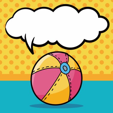 plaj topu renk doodle, konuşma balonu vektör çizim