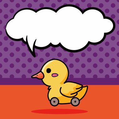 oyuncak ördek doodle, konuşma balonu vektör çizim