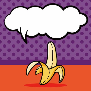 muz doodle, konuşma balonu vektör çizim