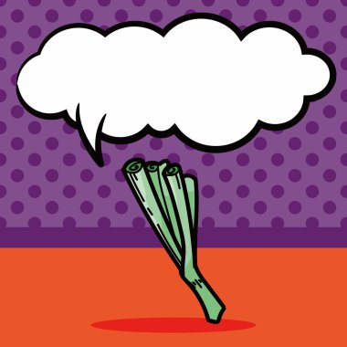 sebze soğancık renk doodle, konuşma balonu vektör çizim
