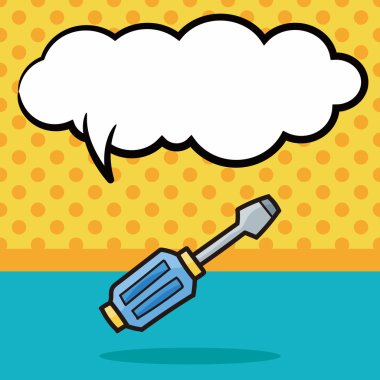Tornavidalar renk doodle, konuşma balonu vektör çizim