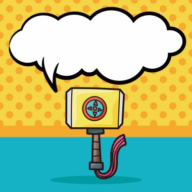 silah çekiç doodle, konuşma balonu vektör çizim
