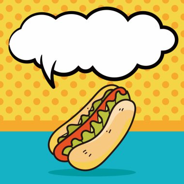 sosis doodle, konuşma balonu vektör çizim