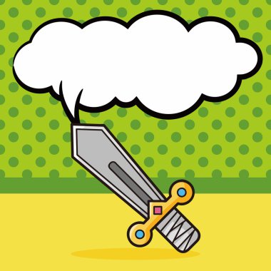 kılıç doodle, konuşma balonu vektör çizim