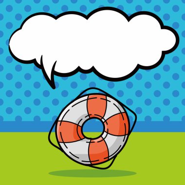 Lifebuoy renk doodle, konuşma balonu vektör çizim