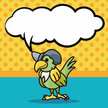 Papağan doodle, konuşma balonu vektör çizim