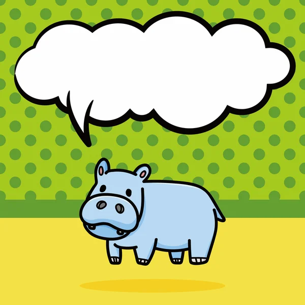 Djurens hippo doodle, tal bubbla vektor illustration — Stock vektor