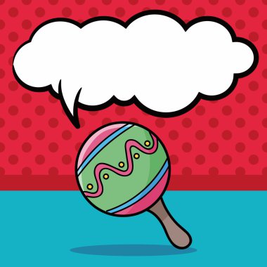 oyuncak çıngırak doodle, konuşma balonu vektör çizim