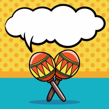 müzik aleti Maracas doodle, konuşma balonu vektör çizim