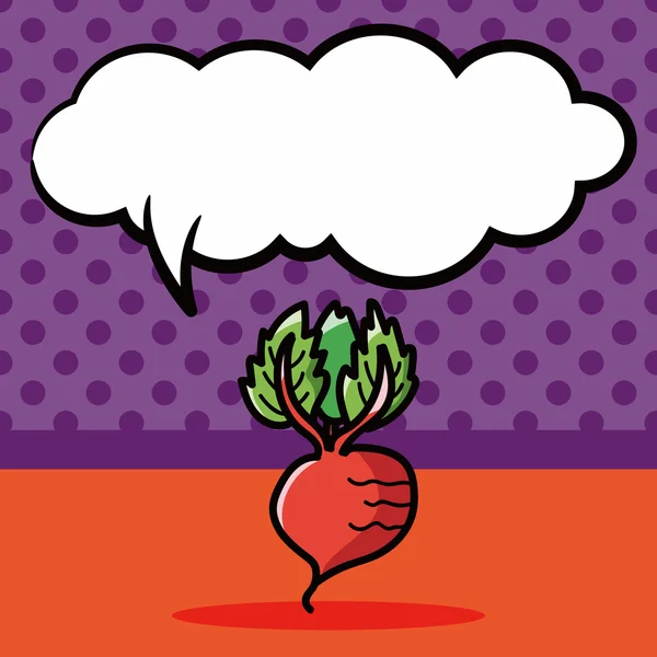 Vegetal Zanahoria garabato color, habla burbuja vector ilustración — Vector de stock