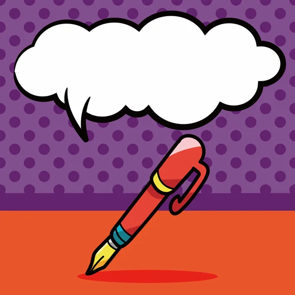 Pero a tužka barevná doodle, řeč bublina vektorové ilustrace — Stockový vektor
