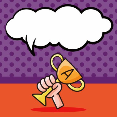 Kupa doodle, konuşma balonu vektör çizim