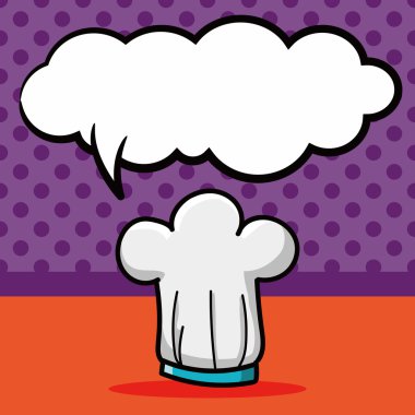 Chef şapka renk doodle, konuşma balonu vektör çizim