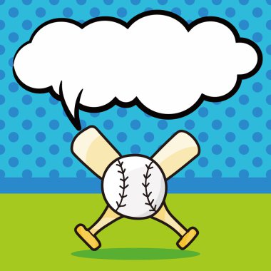 Beyzbol doodle, konuşma balonu vektör çizim