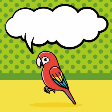 Papağan doodle, konuşma balonu vektör çizim