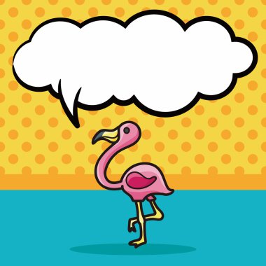 hayvan vinç doodle, konuşma balonu vektör çizim