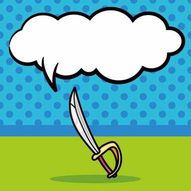 kılıç doodle, konuşma balonu vektör çizim