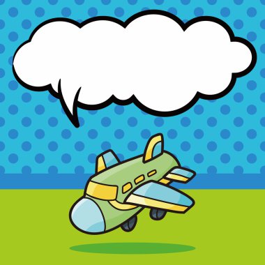 uçak doodle, konuşma balonu vektör çizim