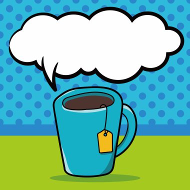 sıcak çay doodle, konuşma balonu vektör çizim