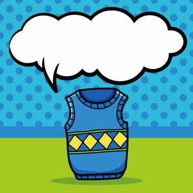 Giysi doodle, konuşma balonu vektör çizim