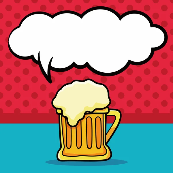 Doodle de cerveja, ilustração do vetor da bolha da fala — Vetor de Stock