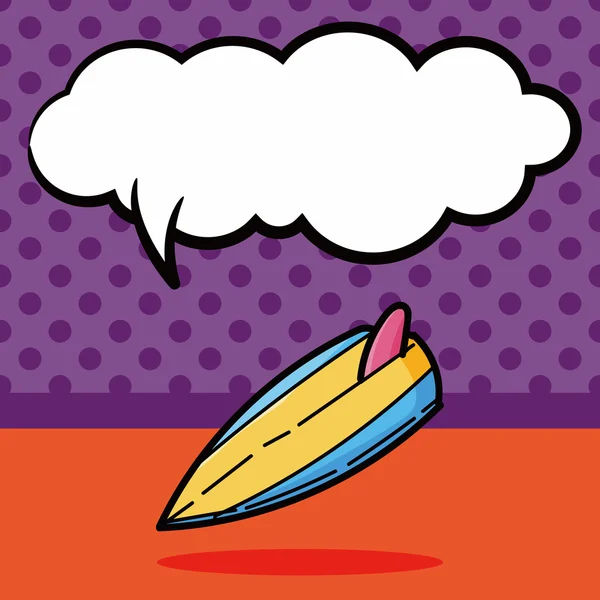 Sörf tahtası renk doodle, konuşma balonu vektör çizim — Stok Vektör
