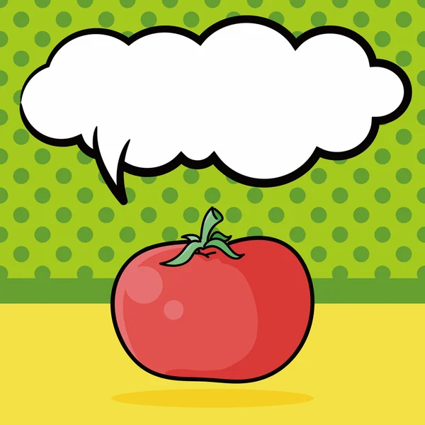Früchte Tomate Doodle, Sprachblase Vektor Illustration — Stockvektor