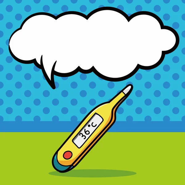 Thermometer color doodle, speech bubble vector illustration — Stock Vector